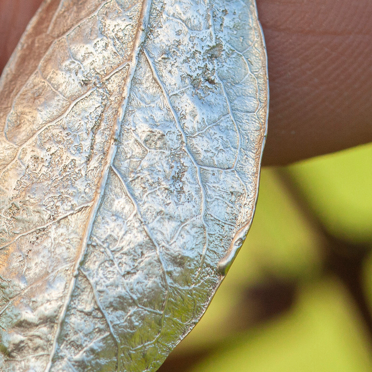OOAK Blueberry Leaf pendant in silver #8 (ready to ship)