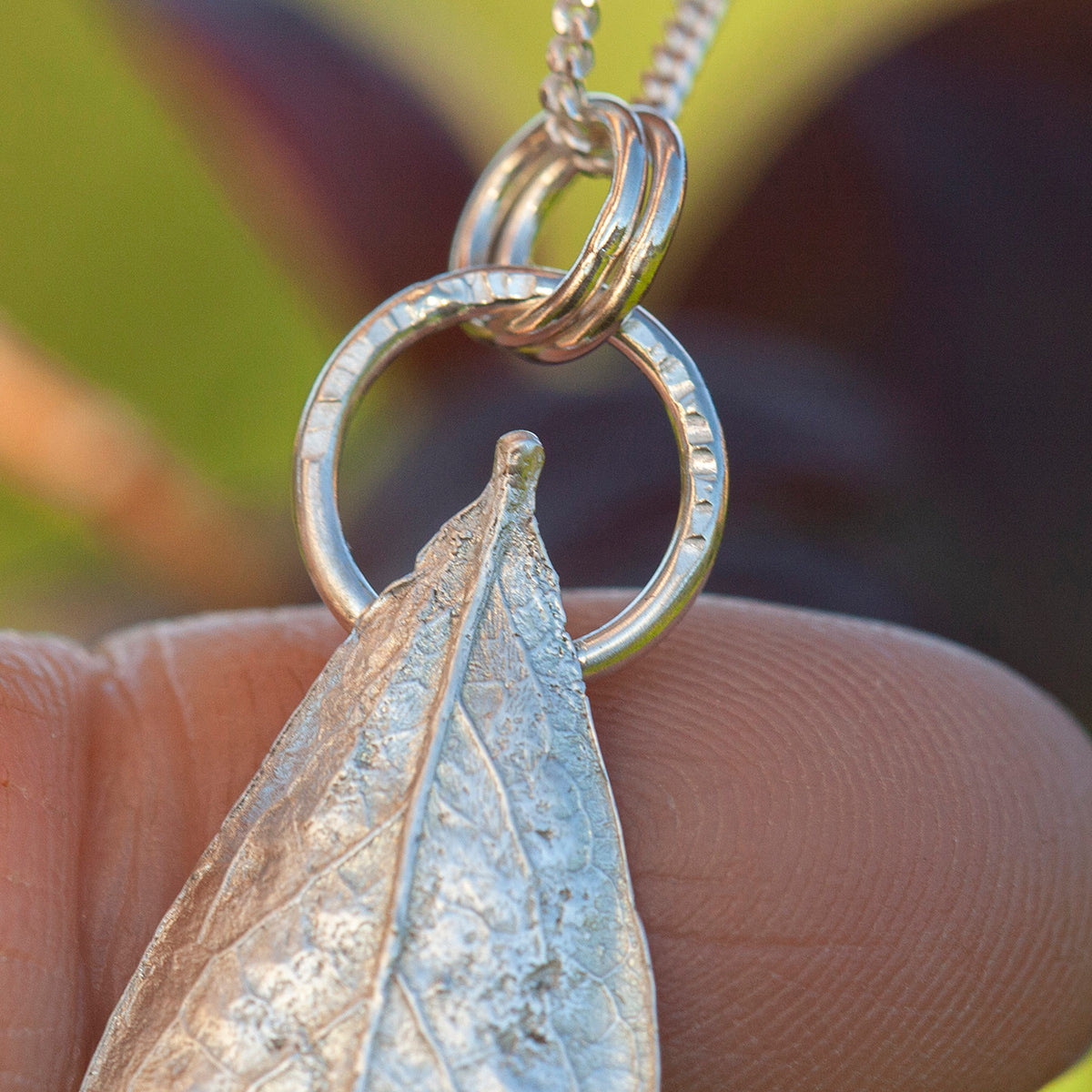 OOAK Blueberry Leaf pendant in silver #8 (ready to ship)
