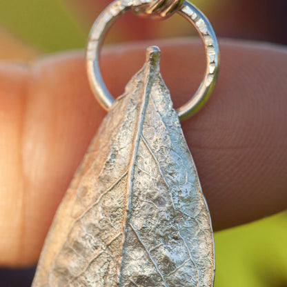 OOAK Blueberry Leaf pendant in silver #8 (ready to ship)