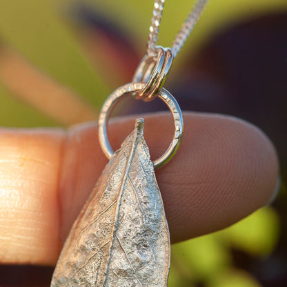 OOAK Blueberry Leaf pendant in silver #8 (ready to ship)