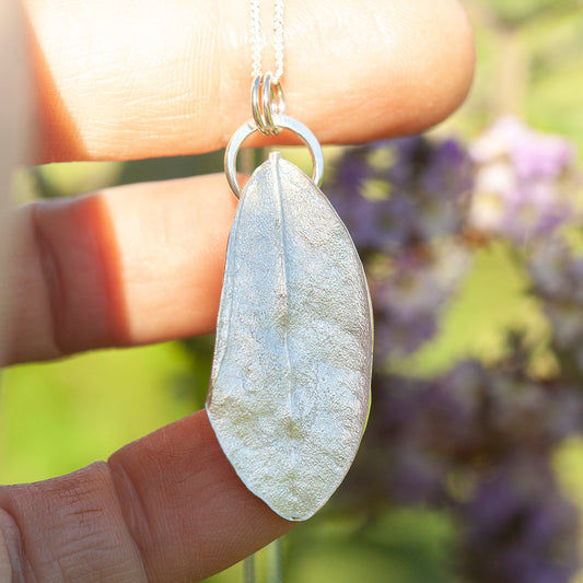 OOAK Phillyrea latifolia Leaf pendant in silver #12 (ready to ship)
