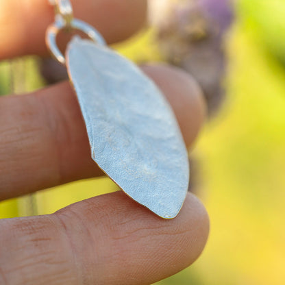 Unikat Phillyrea latifolia-Blatt-Anhänger aus Silber #12 (versandbereit)