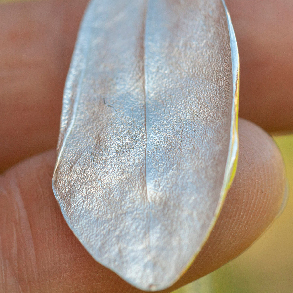 Unikat Phillyrea latifolia-Blatt-Anhänger aus Silber #12 (versandbereit)