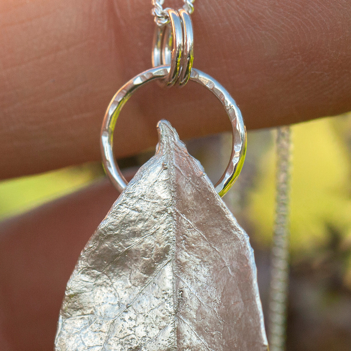 OOAK Blueberry Leaf pendant in silver #10 (ready to ship)