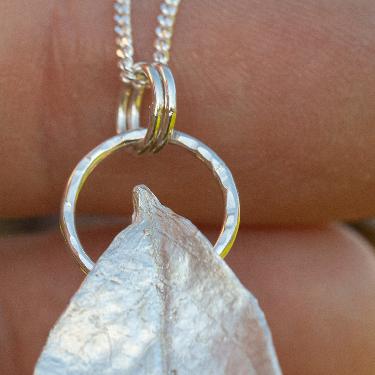 OOAK Blueberry Leaf pendant in silver #10 (ready to ship)