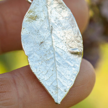 OOAK Blueberry Leaf pendant in silver #10 (ready to ship)