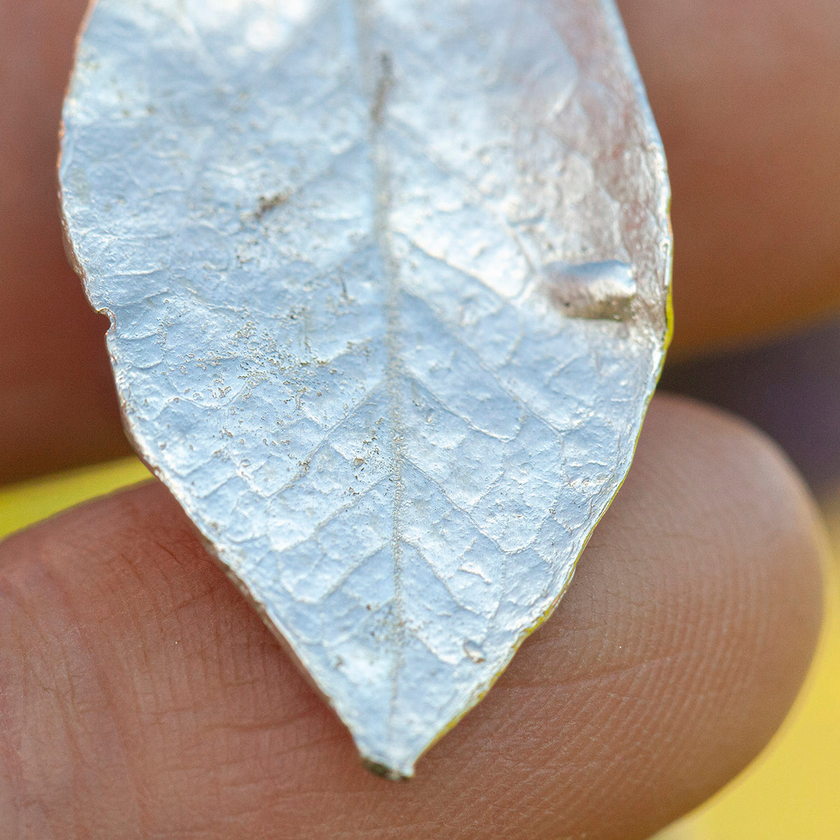 OOAK Blueberry Leaf pendant in silver #10 (ready to ship)