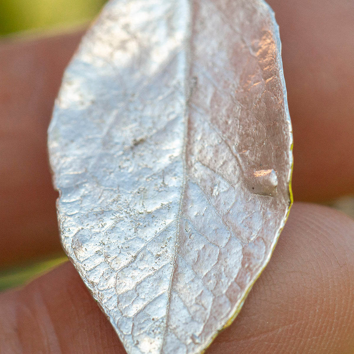 OOAK Blueberry Leaf pendant in silver #10 (ready to ship)