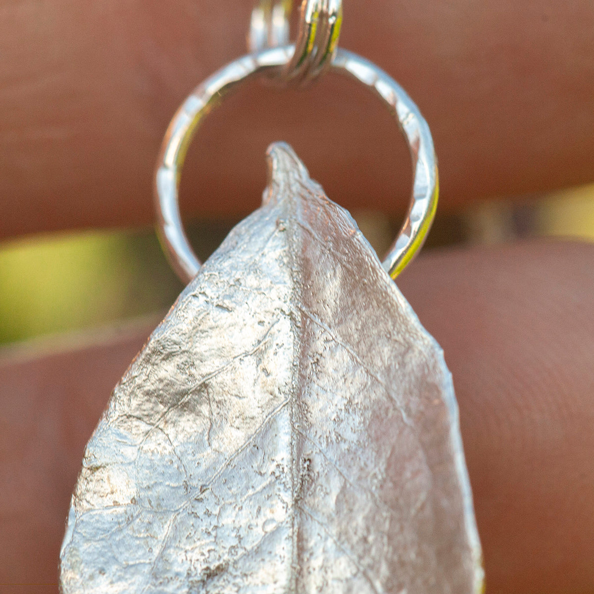 OOAK Blueberry Leaf pendant in silver #10 (ready to ship)