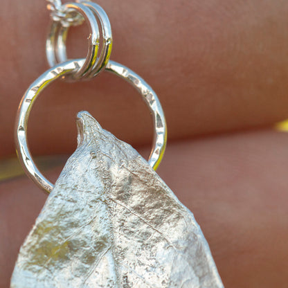 OOAK Blueberry Leaf pendant in silver #10 (ready to ship)