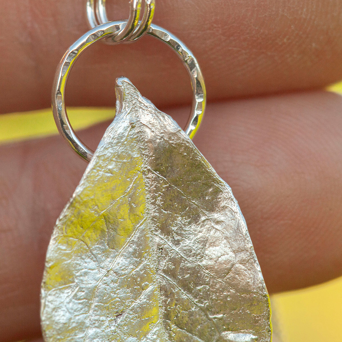 OOAK Blueberry Leaf pendant in silver #10 (ready to ship)