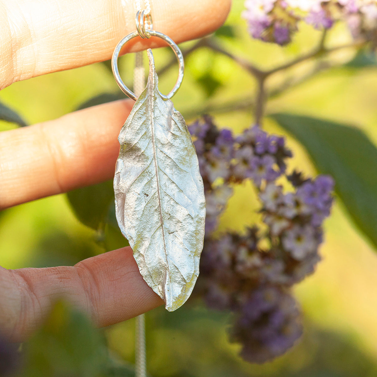 OOAK Pomegranate Leaf pendant in silver #13 (ready to ship)