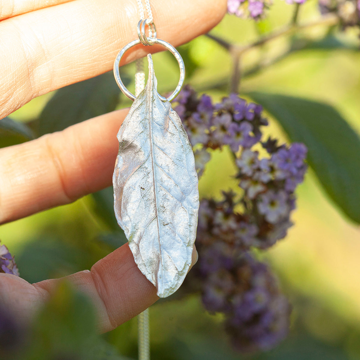 OOAK Pomegranate Leaf pendant in silver #13 (ready to ship)