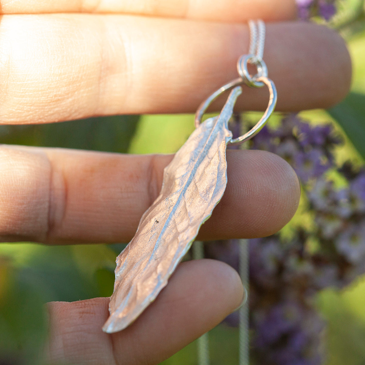 OOAK Pomegranate Leaf pendant in silver #13 (ready to ship)