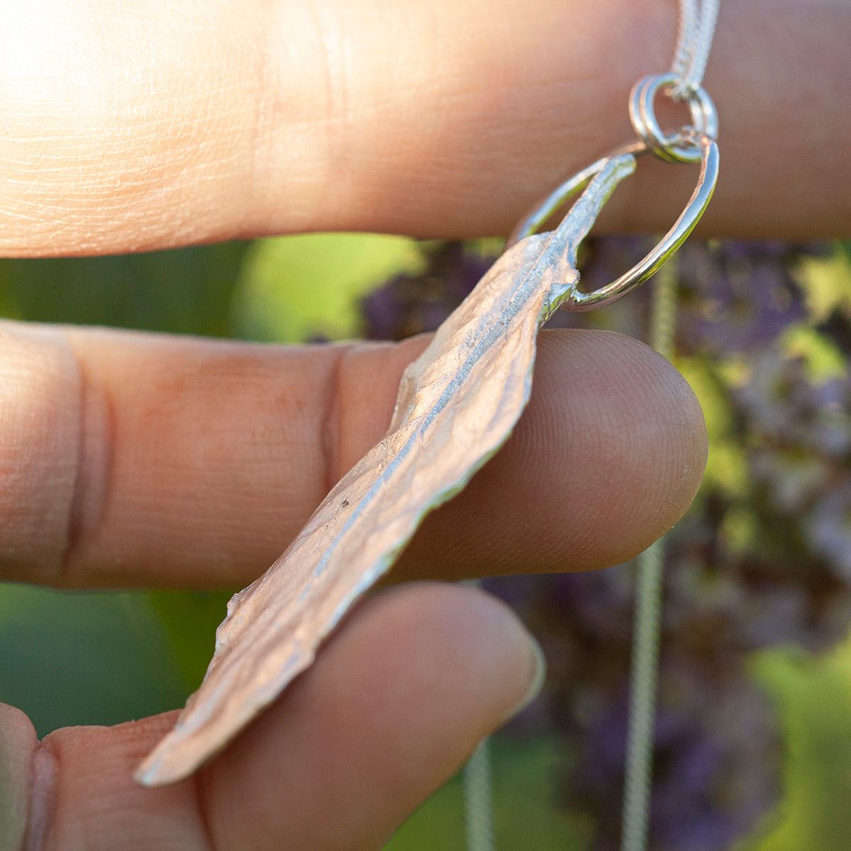 OOAK Pomegranate Leaf pendant in silver #13 (ready to ship)