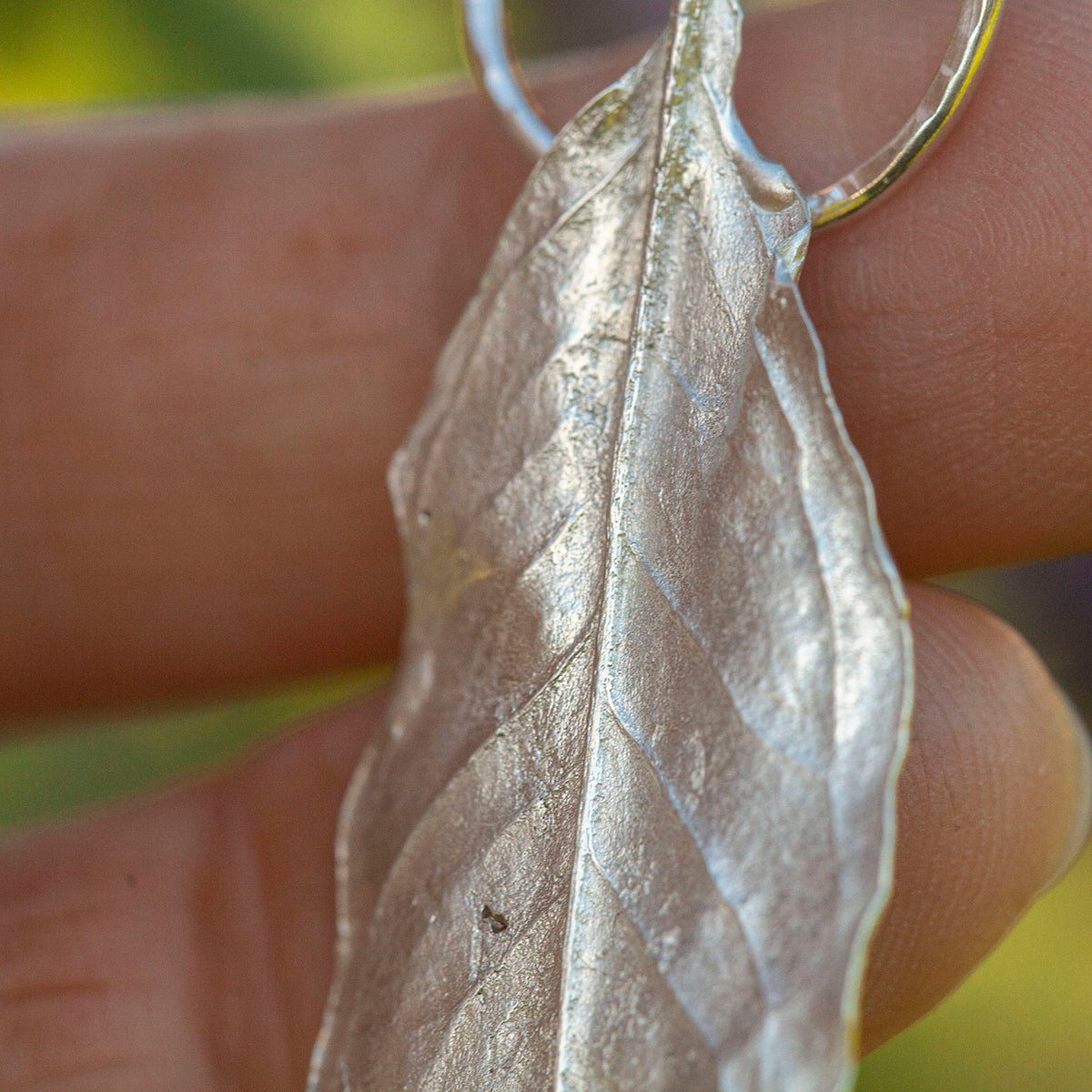 OOAK Pomegranate Leaf pendant in silver #13 (ready to ship)