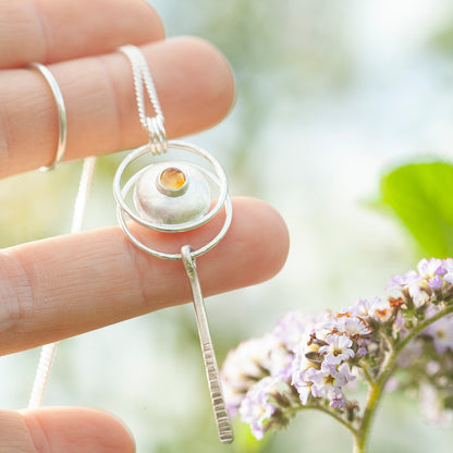 Pièce unique • Pendentif galet en argent avec citrine #5 (prêt à expédier)