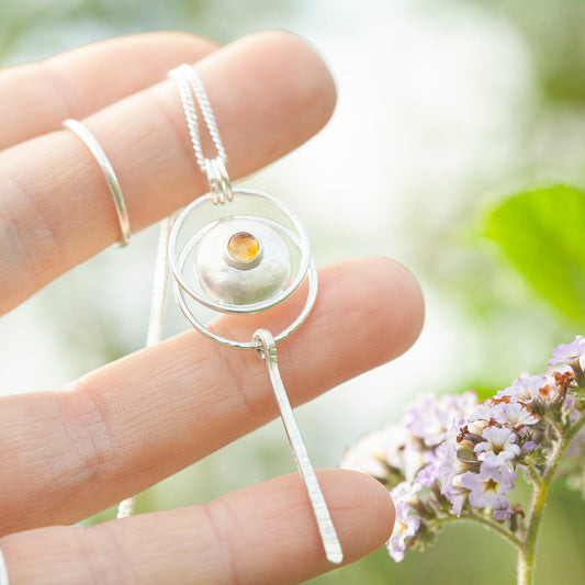 OOAK • Silver Pebble pendant with Citrine #5 (ready to ship)