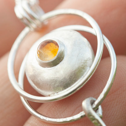 Pièce unique • Pendentif galet en argent avec citrine #5 (prêt à expédier)