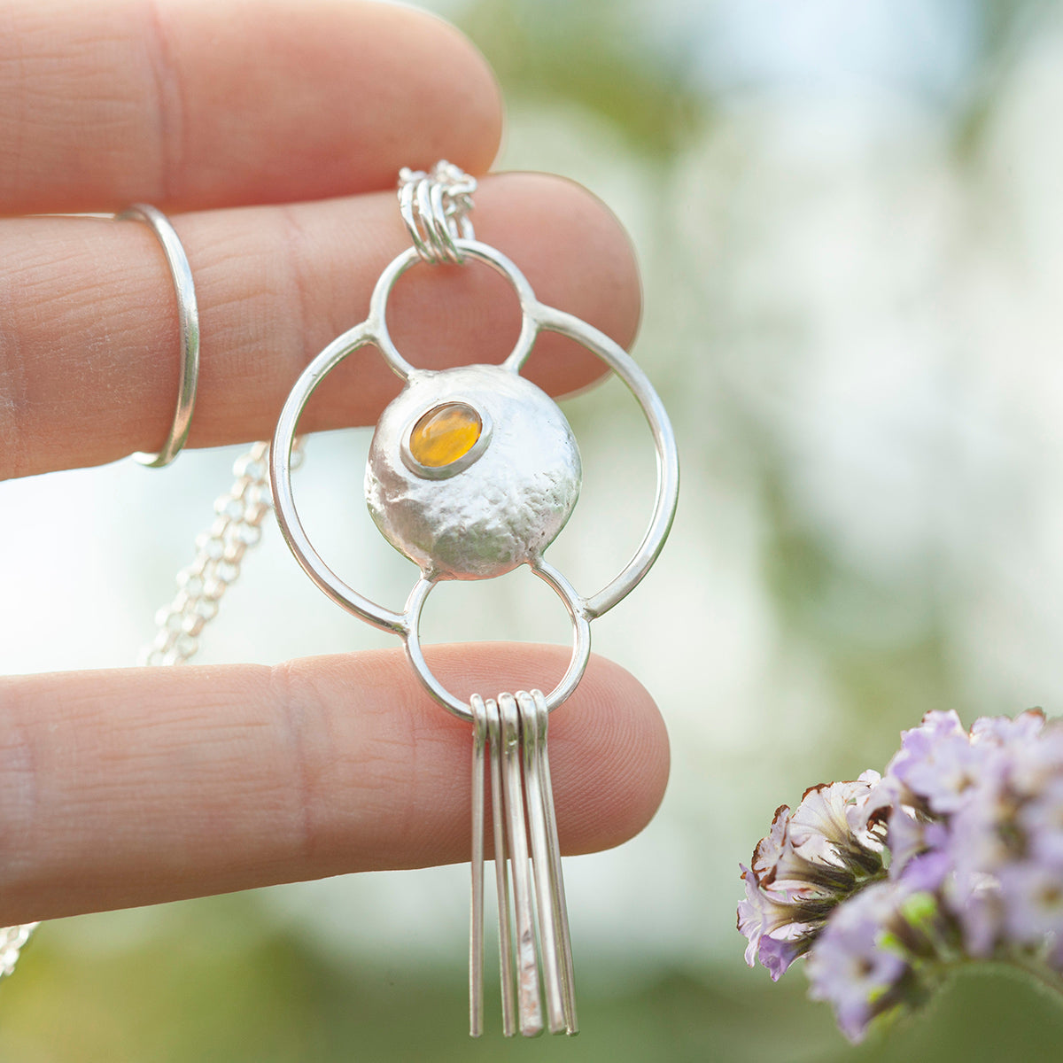OOAK • Silver Pebble pendant with Ethiopian Opal #6 (ready to ship)