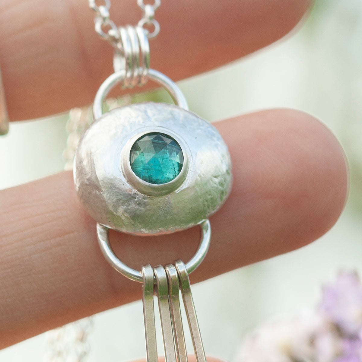 OOAK • Silver Pebble pendant with Kyanite #7 (ready to ship)