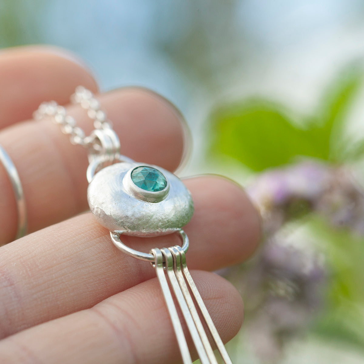 OOAK • Silver Pebble pendant with Kyanite #7 (ready to ship)