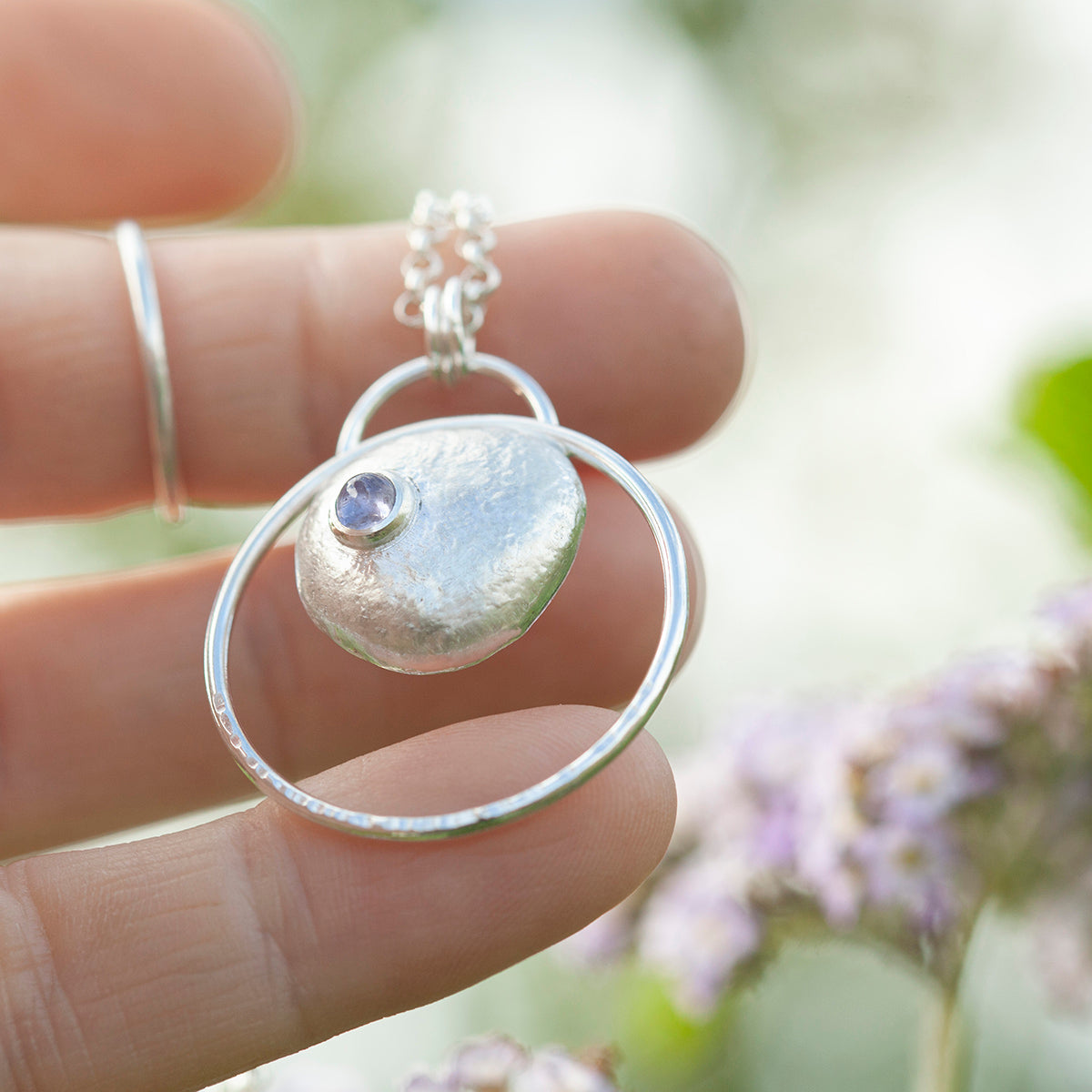 OOAK • Silver Pebble pendant with Tanzanite #9 (ready to ship)