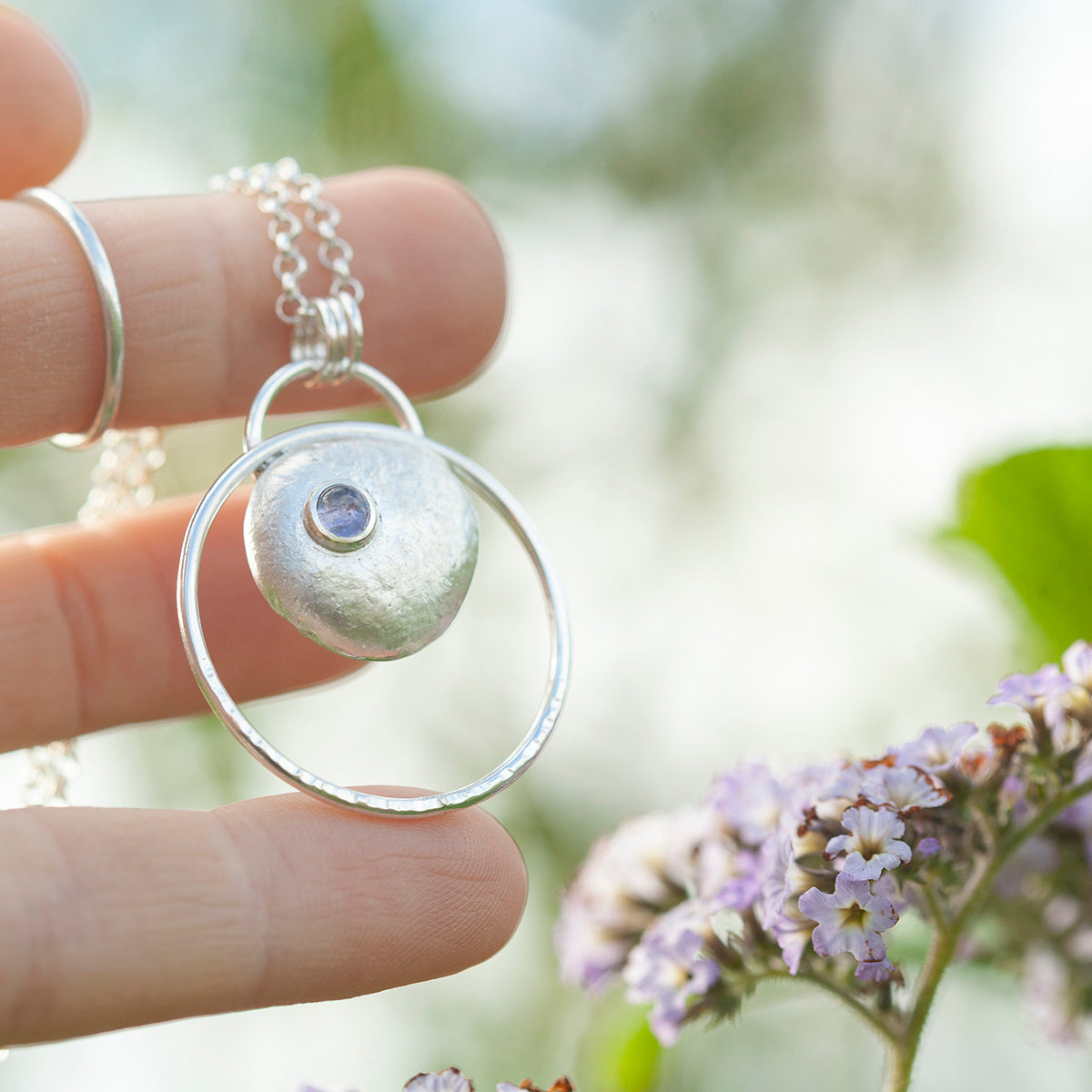 OOAK • Silver Pebble pendant with Tanzanite #9 (ready to ship)