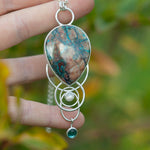 Load image into Gallery viewer, OOAK Aurae pendant #8 • Azurite Chrysocolla, Kyanite &amp; White Labradorite (ready to ship)
