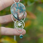 Load image into Gallery viewer, OOAK Aurae pendant #8 • Azurite Chrysocolla, Kyanite &amp; White Labradorite (ready to ship)
