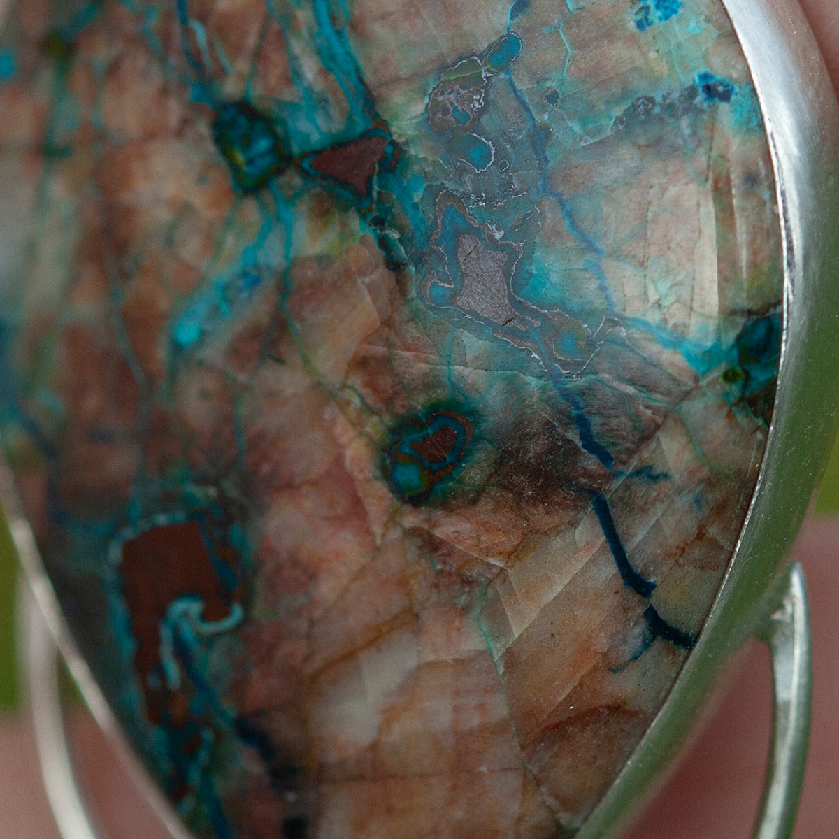 OOAK Aurae pendant #8 • Azurite Chrysocolla, Kyanite & White Labradorite (ready to ship)