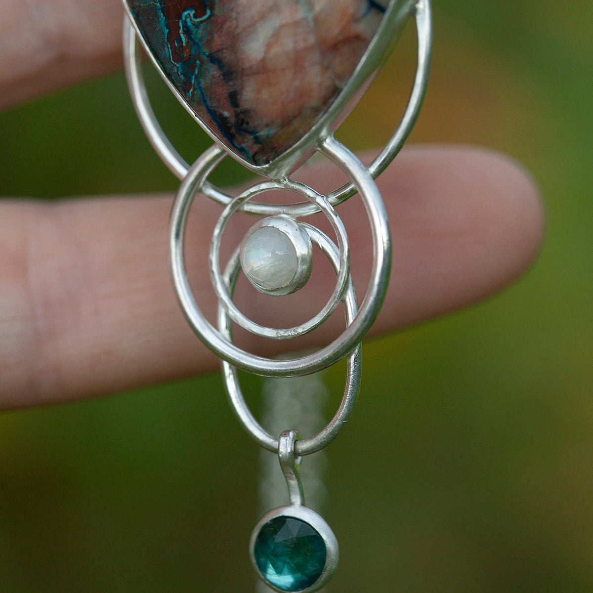 OOAK Aurae pendant #8 • Azurite Chrysocolla, Kyanite & White Labradorite (ready to ship)