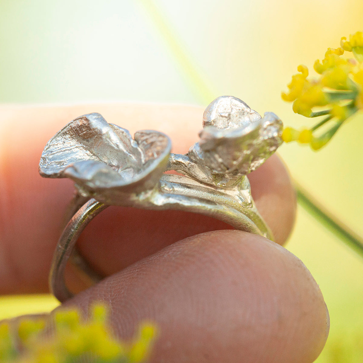 Pieza única Nalae, anillo orgánico de plata #19 • talla 51,5 (listo para enviar)