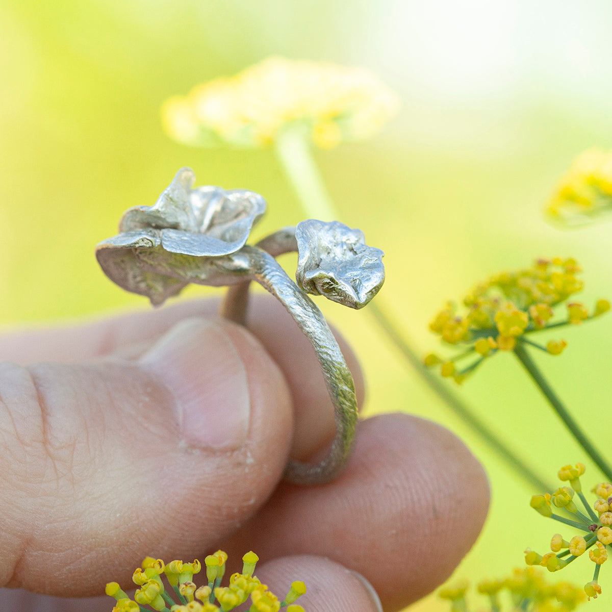 Pièce unique Nalae, bague organique en argent #4 • Ajustable ~ taille 54 (prêt à expédier)