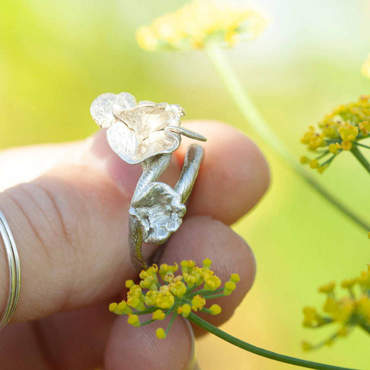 Pièce unique Nalae, bague organique en argent #4 • Ajustable ~ taille 54 (prêt à expédier)