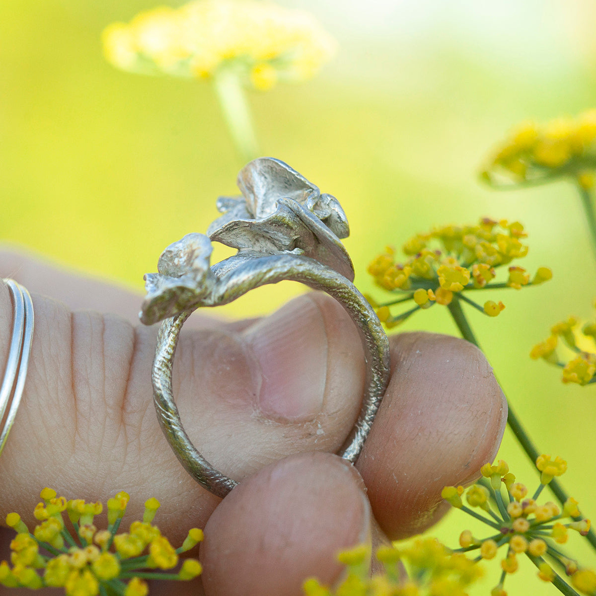 Pièce unique Nalae, bague organique en argent #4 • Ajustable ~ taille 54 (prêt à expédier)