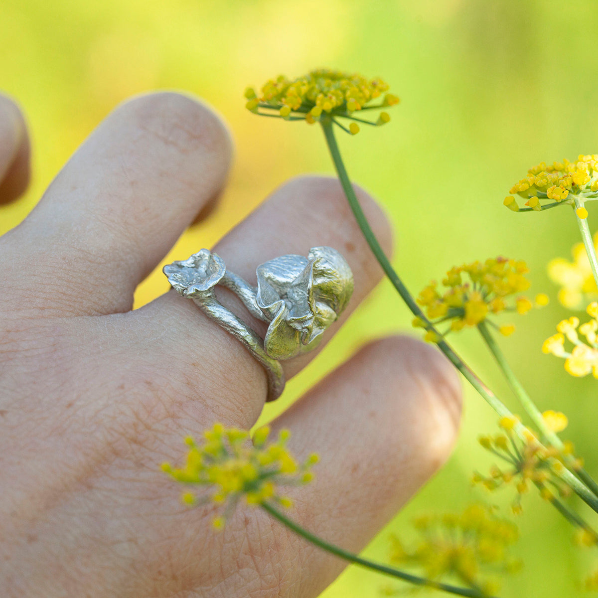 OOAK Nalae, organic ring in silver #4 • Adjustable ~ size 54 (ready-to-ship)