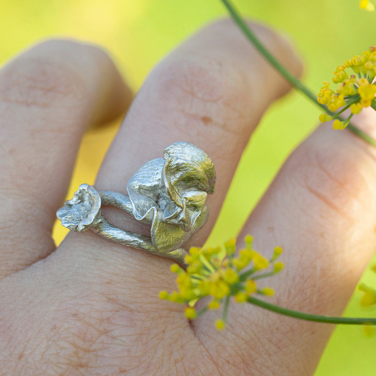Pièce unique Nalae, bague organique en argent #4 • Ajustable ~ taille 54 (prêt à expédier)