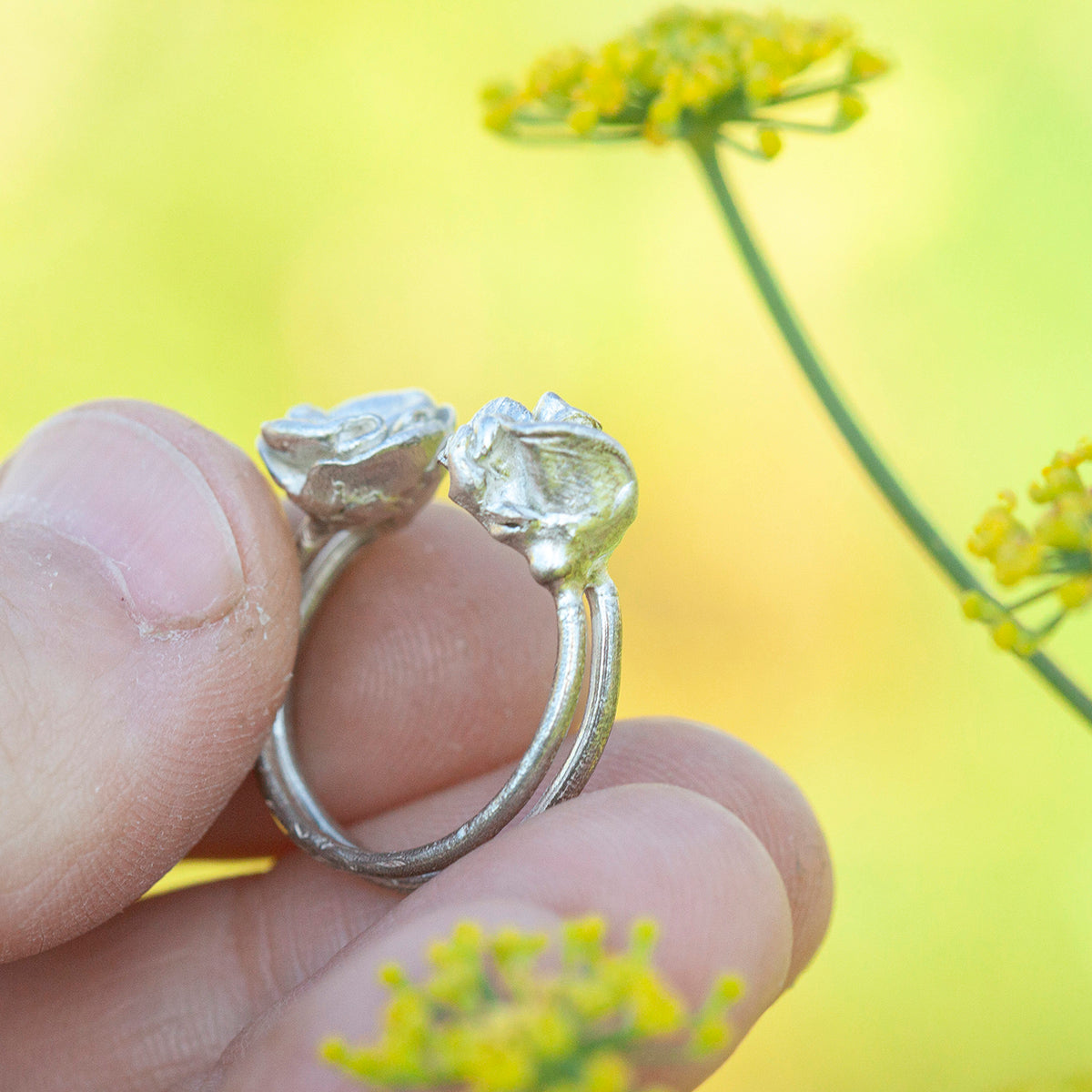 OOAK Nalae, organic ring in silver #5 • Adjustable ~ size 53 (ready-to-ship)