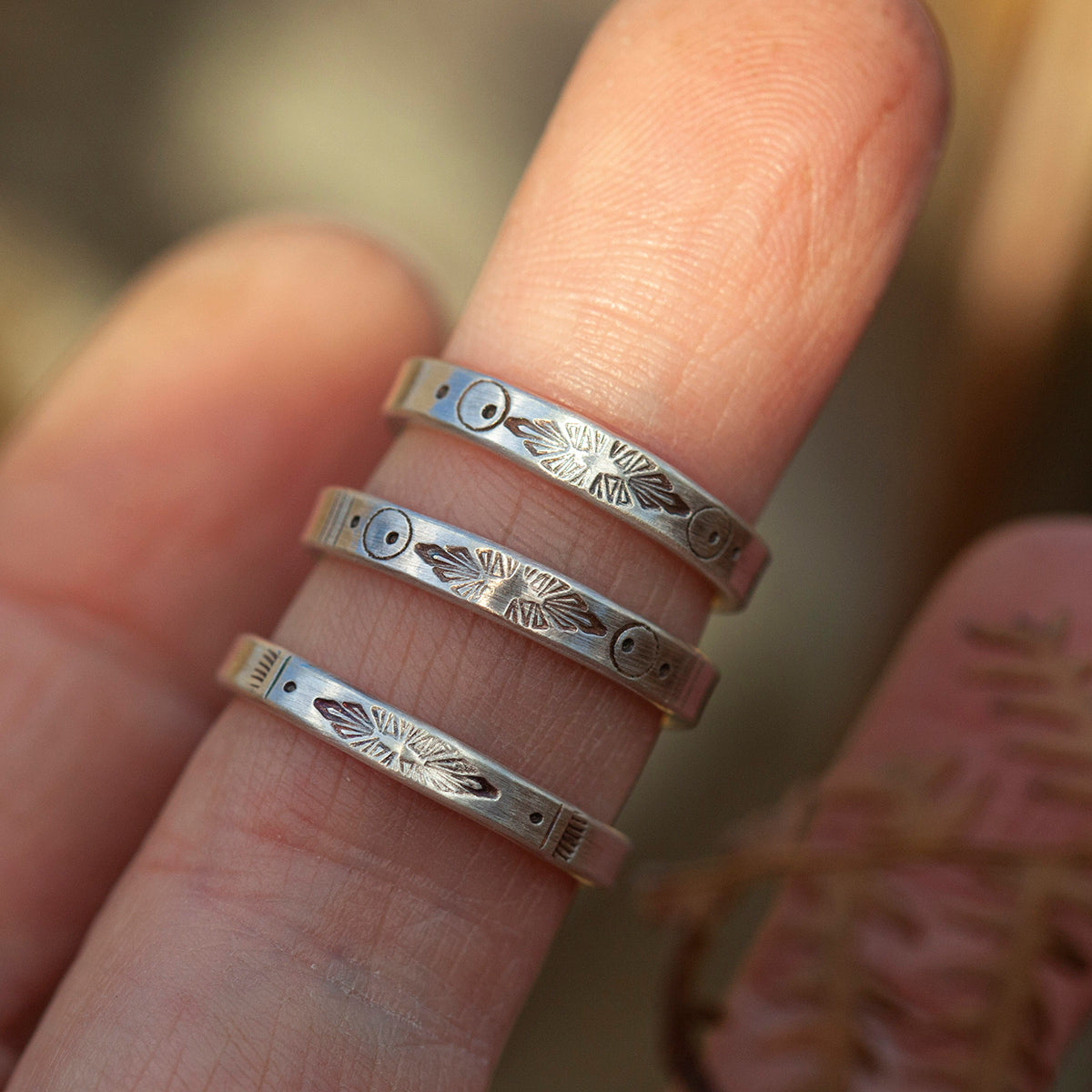 OOAK Ethnic ring in silver #12 • adjustable ~ size 55 (ready-to-ship)