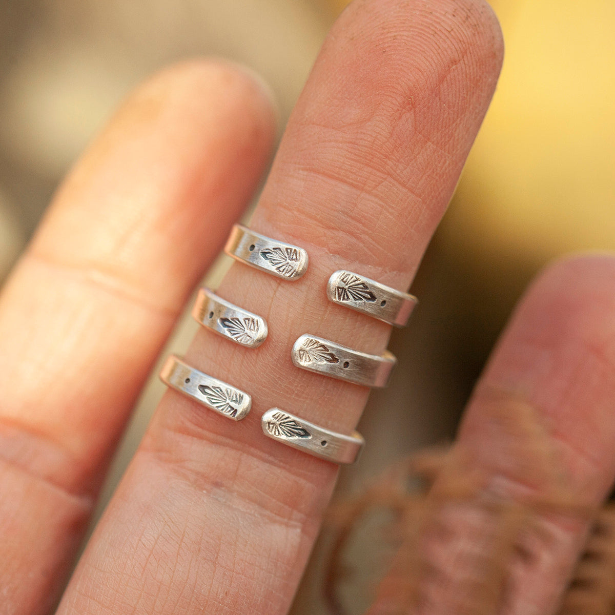 OOAK Ethnic ring in silver #12 • adjustable ~ size 55 (ready-to-ship)