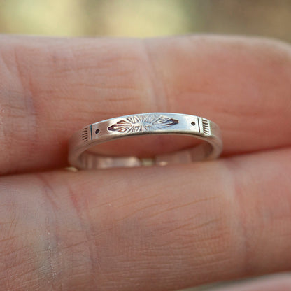 Anillo étnico de plata pieza única #12 • ajustable ~ talla 55 (listo para enviar)