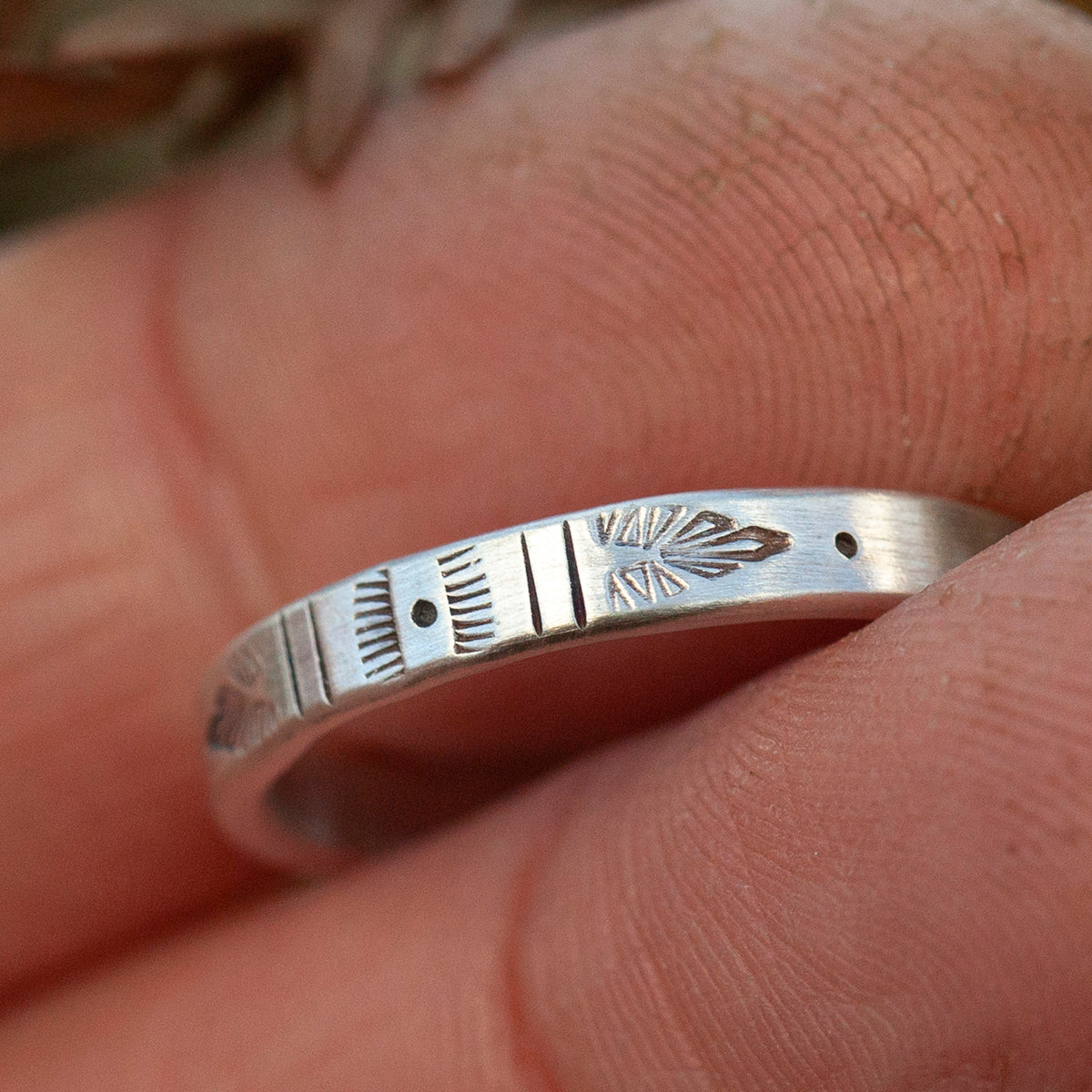 OOAK Ethnic ring in silver #14 • adjustable ~ size 57 (ready-to-ship)