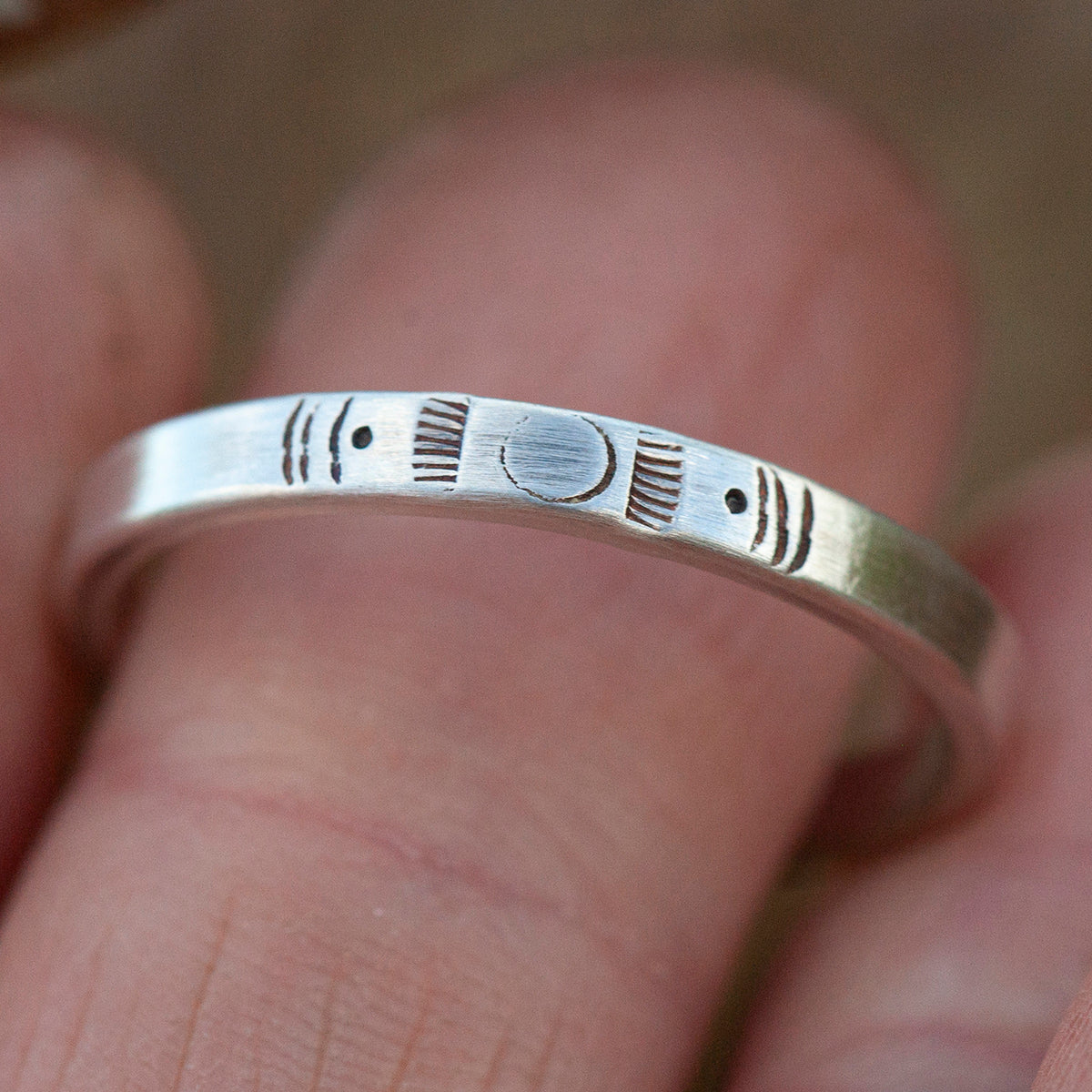 OOAK Ethnic ring in silver #20 • adjustable ~ size 65 (ready-to-ship)