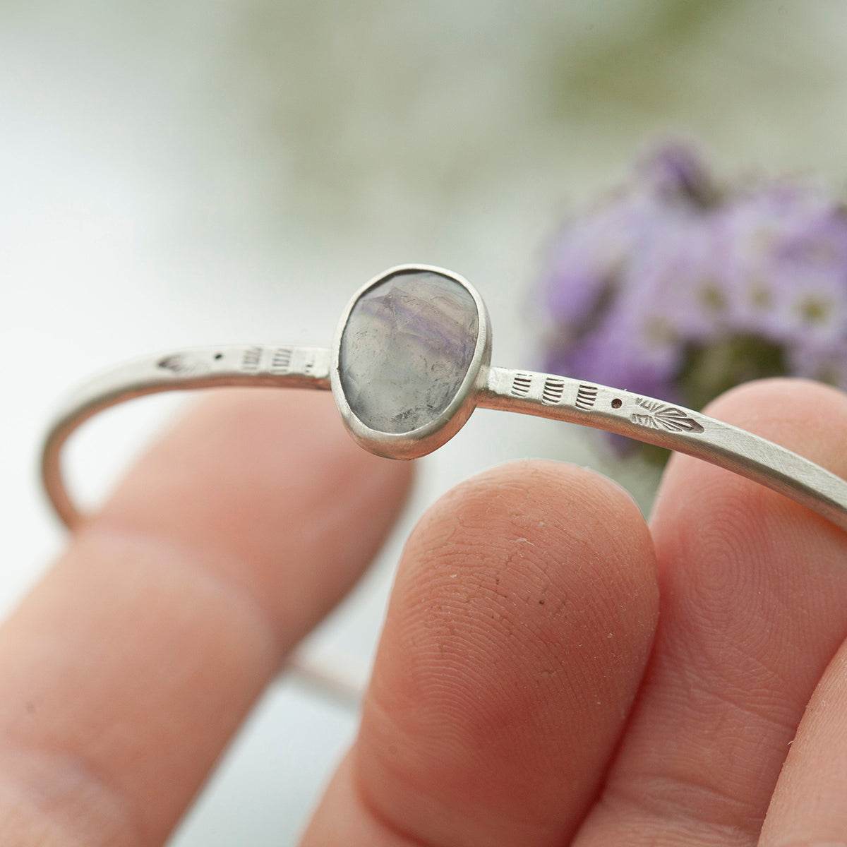 OOAK Elva bracelet #9 • Fluorite & ethnic patterns (ready to ship)