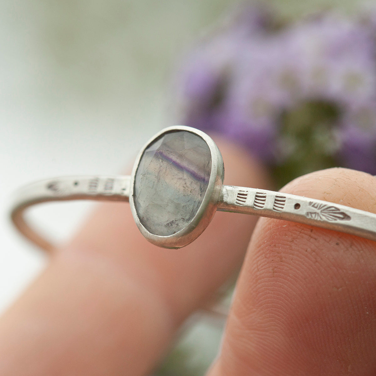 OOAK Elva bracelet #9 • Fluorite & ethnic patterns (ready to ship)