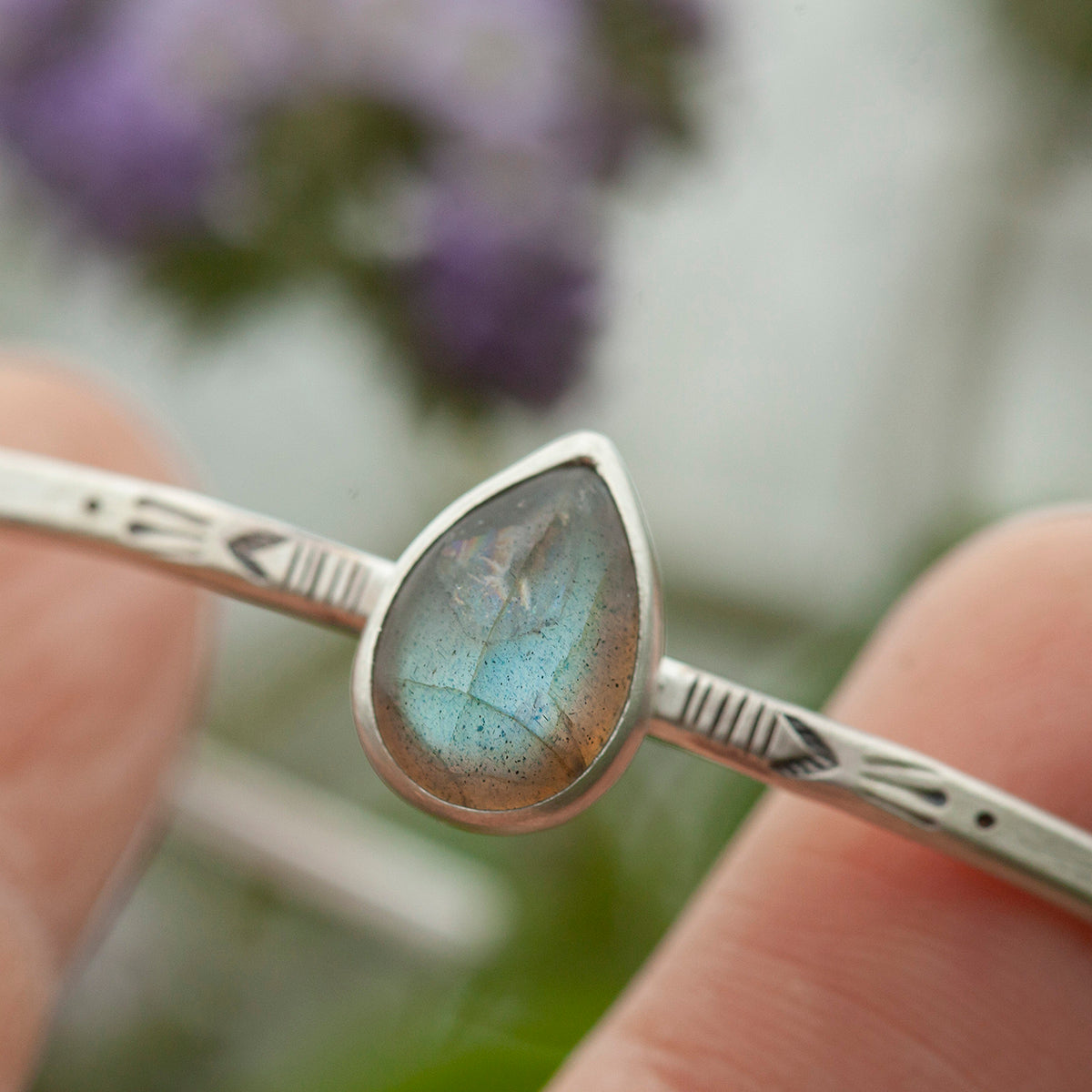 OOAK Elva bracelet #10 • Labradorite & ethnic patterns (ready to ship)