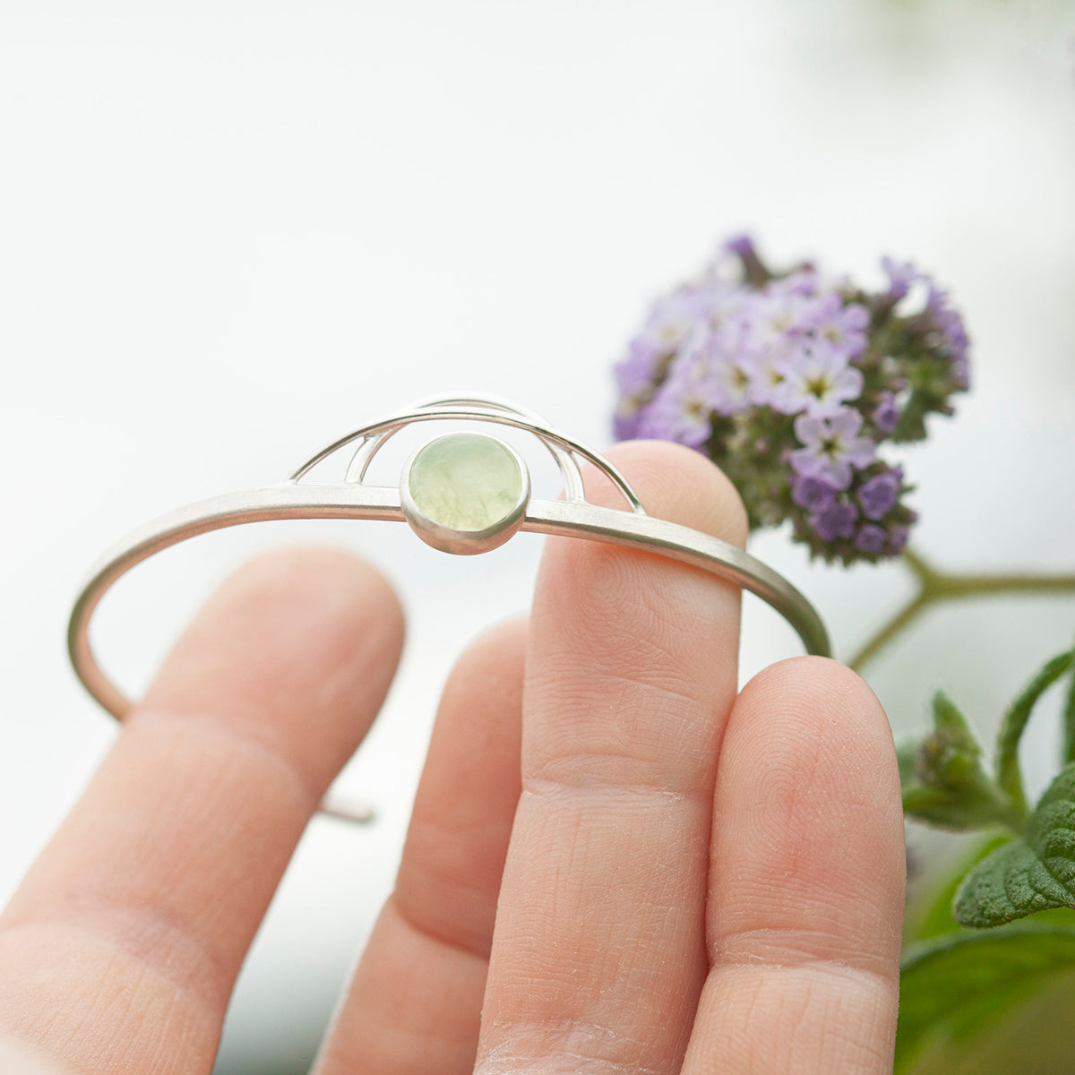 OOAK Elva bracelet #14 • Prehnite & arches (ready to ship)