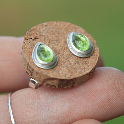 Stone stud earrings in silver #1 • Peridot (ready to ship)