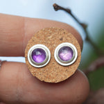 Load image into Gallery viewer, Stone stud earrings in silver #3 • Amethyst (ready to ship)

